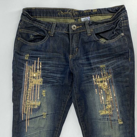 Revolution Jeans Womens Size 7 Blue Distressed - Picture 2 of 4